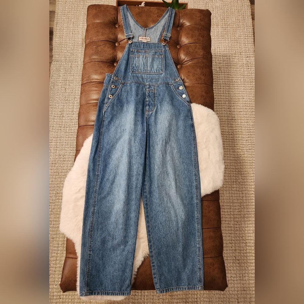 London Jean Vinatge Classic Denim Overalls Blue Small 100% Cotton